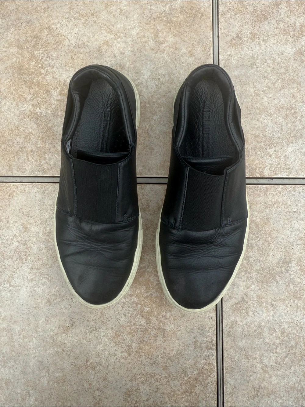 Helmut Lang black leather slip-on sneakers